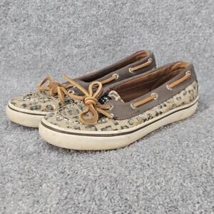 Sperry Shoes Kids Size 3M Animal Print Brown Black Cream Lace up Sneakers Casual